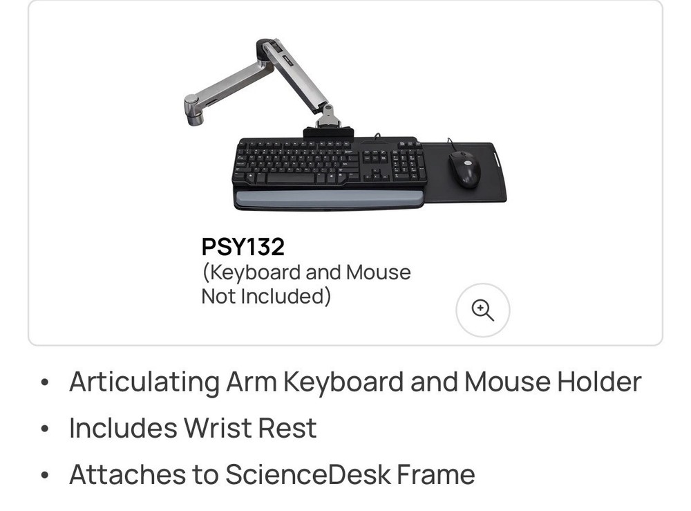 THORLABS PSY132 Articulating Arm Keyboard and Mouse Holder