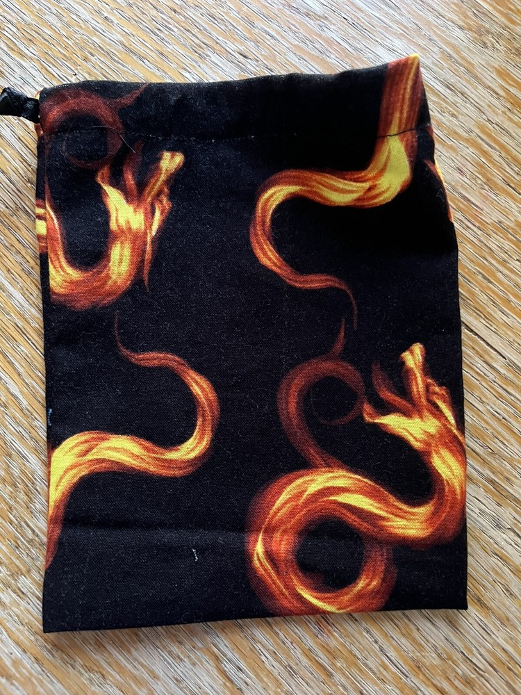 Tarot Card/Oracle Card Bag/Pouch Handmade 5x7 Drawstring Fire Dragons