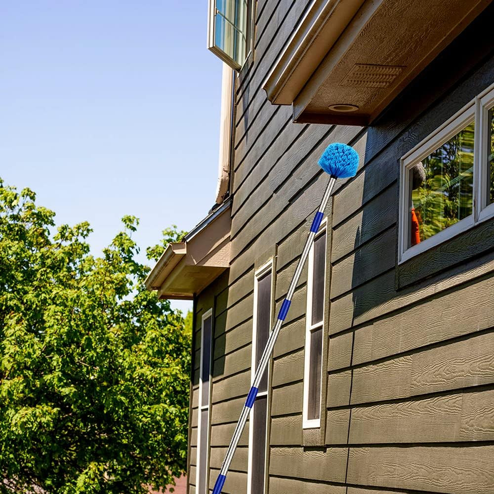 72 inch Reach Extend Handle Cobweb Duster Medium Stiff Bristle Brush Cleaning