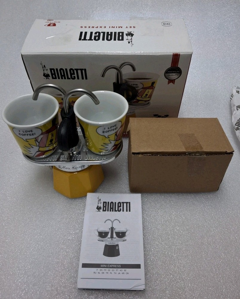 Bialetti - Mini Express Lichtenstein: Moka Set includes Coffee Maker 2-Cup 3oz