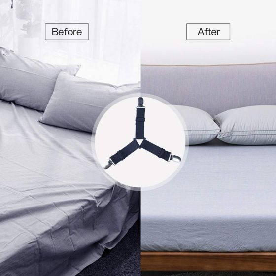 8 Pack Bed Sheet Clips with Strong Grip - Durable Triangle Design Fasteners