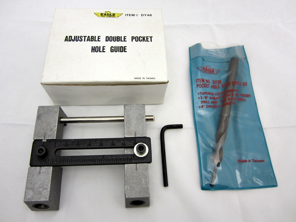 Eagle Adjustable Double Pocket Hole Guide with Step Bit DY38 DY48