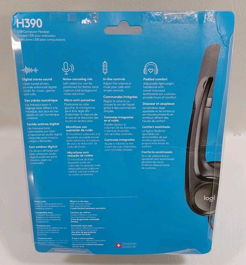 Logitech H390 Stereo USB-A Computer Headset - Brand New In Box