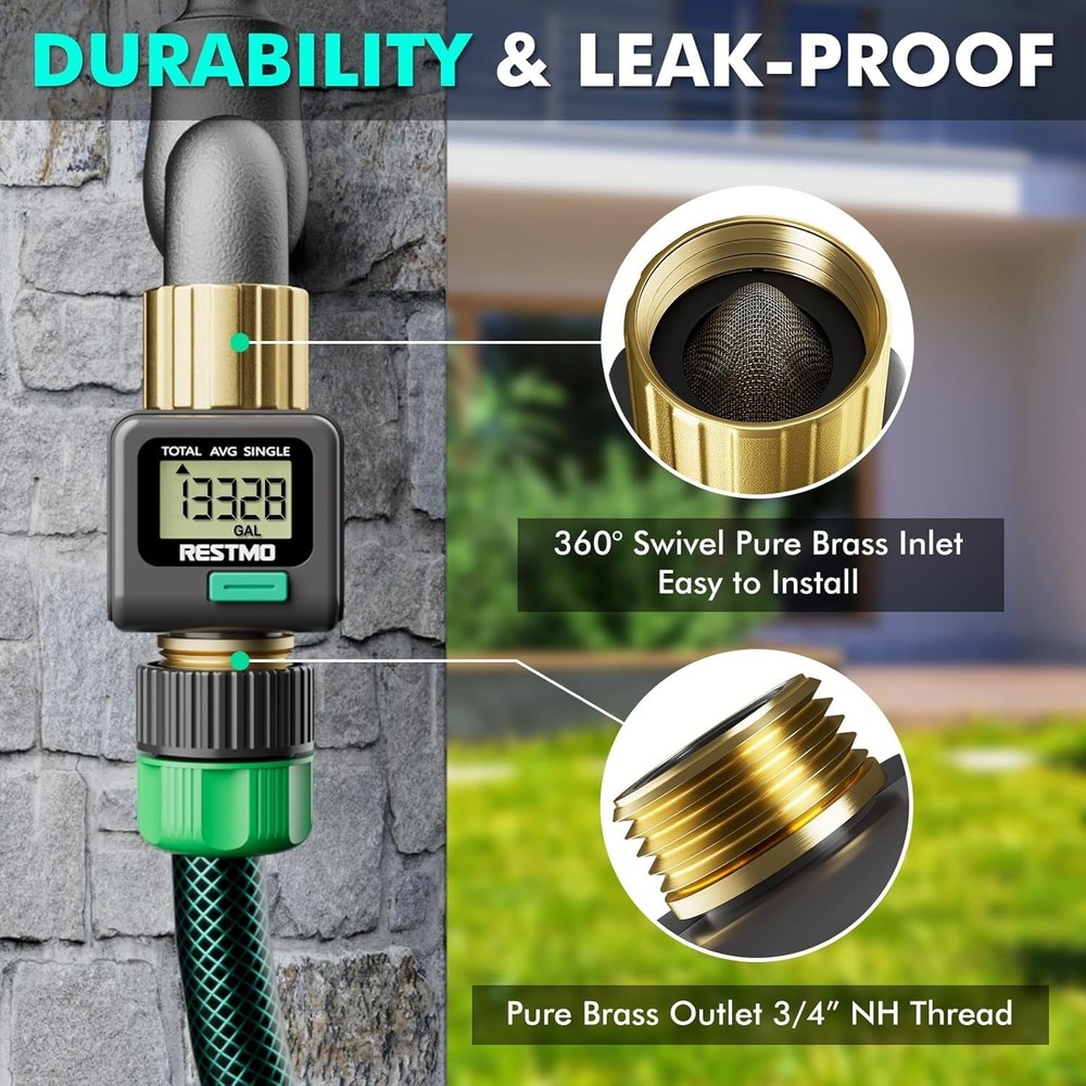 Brass Water Flow Meter for Garden Hose