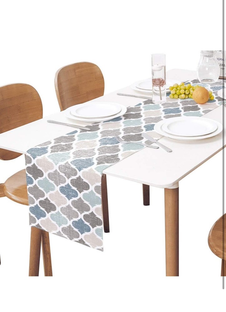 Farmhouse Table Runners 13x70inch ,Rustic Teal Table Runner for Kitchen Dining