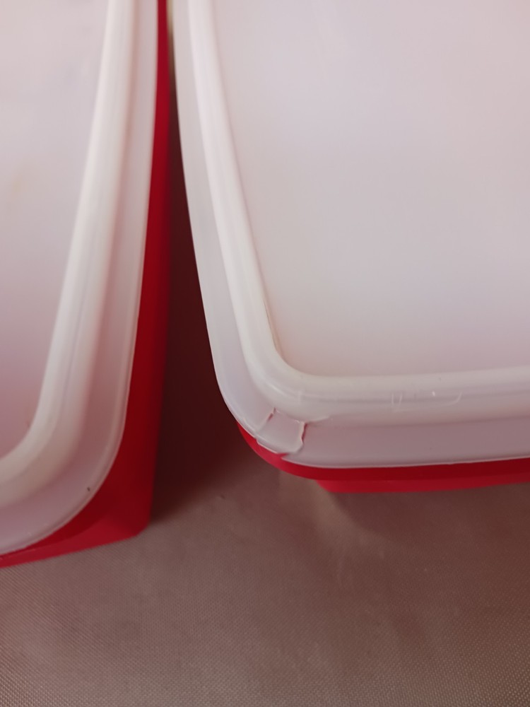 2 Tupperware Tuppercraft Storage Organizer 3 PC Stow & Go Red Many Uses