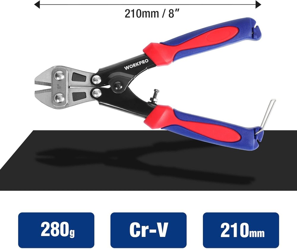 Compact 8-Inch Heavy Duty Bolt Cutter with Rubber Handle for Precision Tasks