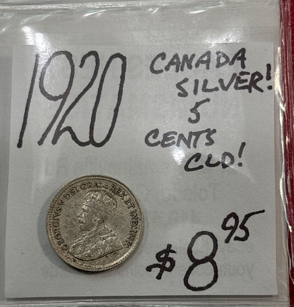1920 Canada Silver! 5 Cent Coin! (CLD!) ENN Coins