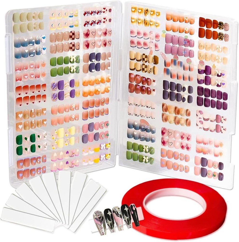 Large Clear Press on Nails Storage Box, Empty Press on Nails Packaging Box Set