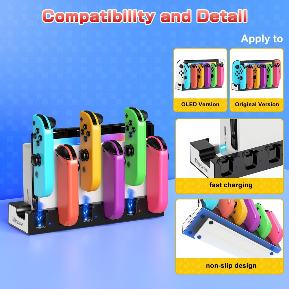 Switch Charging Dock for Joycons - Charge for 6 Joycons Simultaneously - OLED...