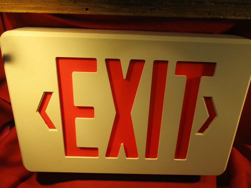 Dual Lite Exit Sign LED dual sided flex mount NOS Red letters