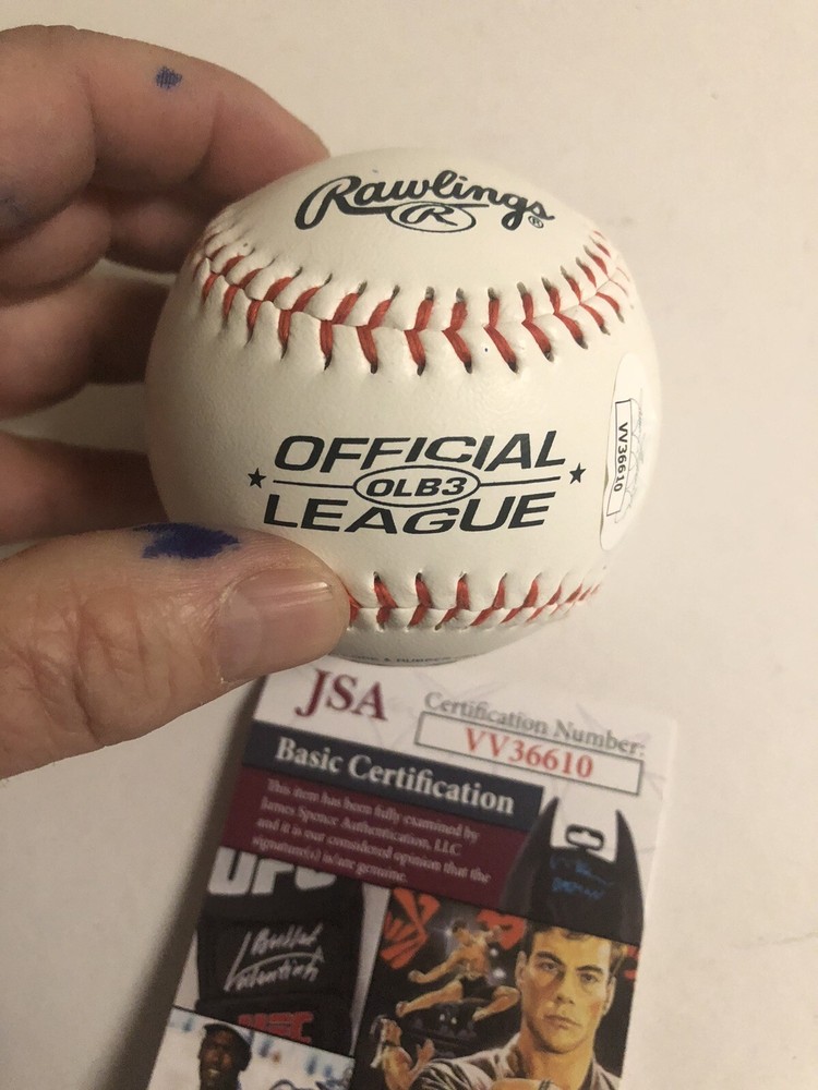 Autographed Vernon Wells Baseball insc Bennett Commando movie JSA Signed