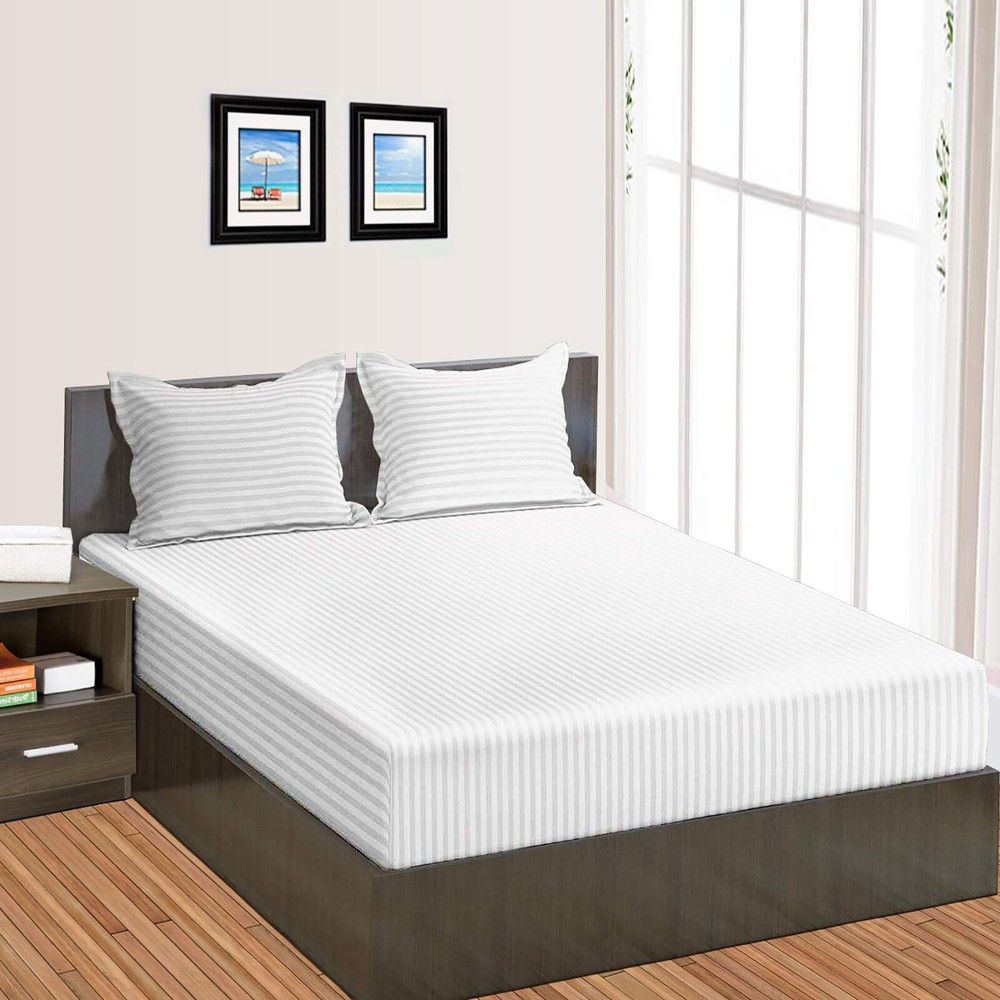 1000 Thread Count Egyptian Cotton White Striped Bedding Collection – Select Item
