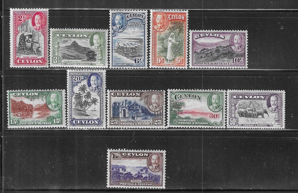 CEYLON SCOTT #264-274 1935-36 GEORGE V PICTORIALS- MINT NEVER HINGED
