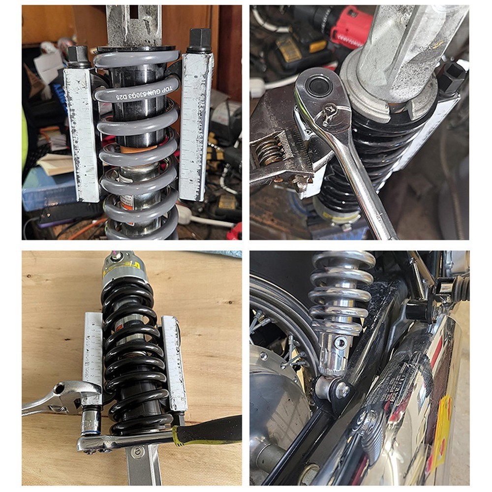 2Pcs Motorcycle Spring Compression Tool Set with Ratchet Wrench Compatibility