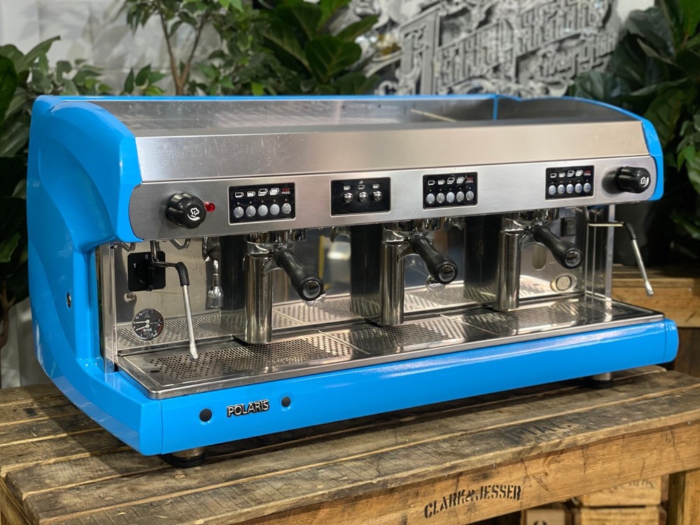 WEGA POLARIS 3 GROUP HIGH CUP BRIGHT BLUE ESPRESSO COFFEE MACHINE