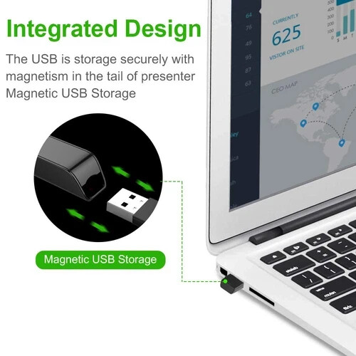 Presentation Clicker Green Light Pointer USB Rechargeable Wireless