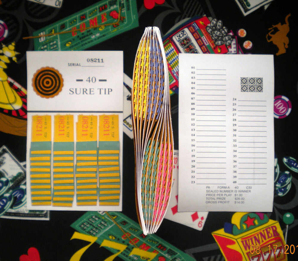1 Dozen ~ 40 SURE TIP BOARDS {01 to 40} Fund-Raising Raffle Pull Tab Jar Tickets