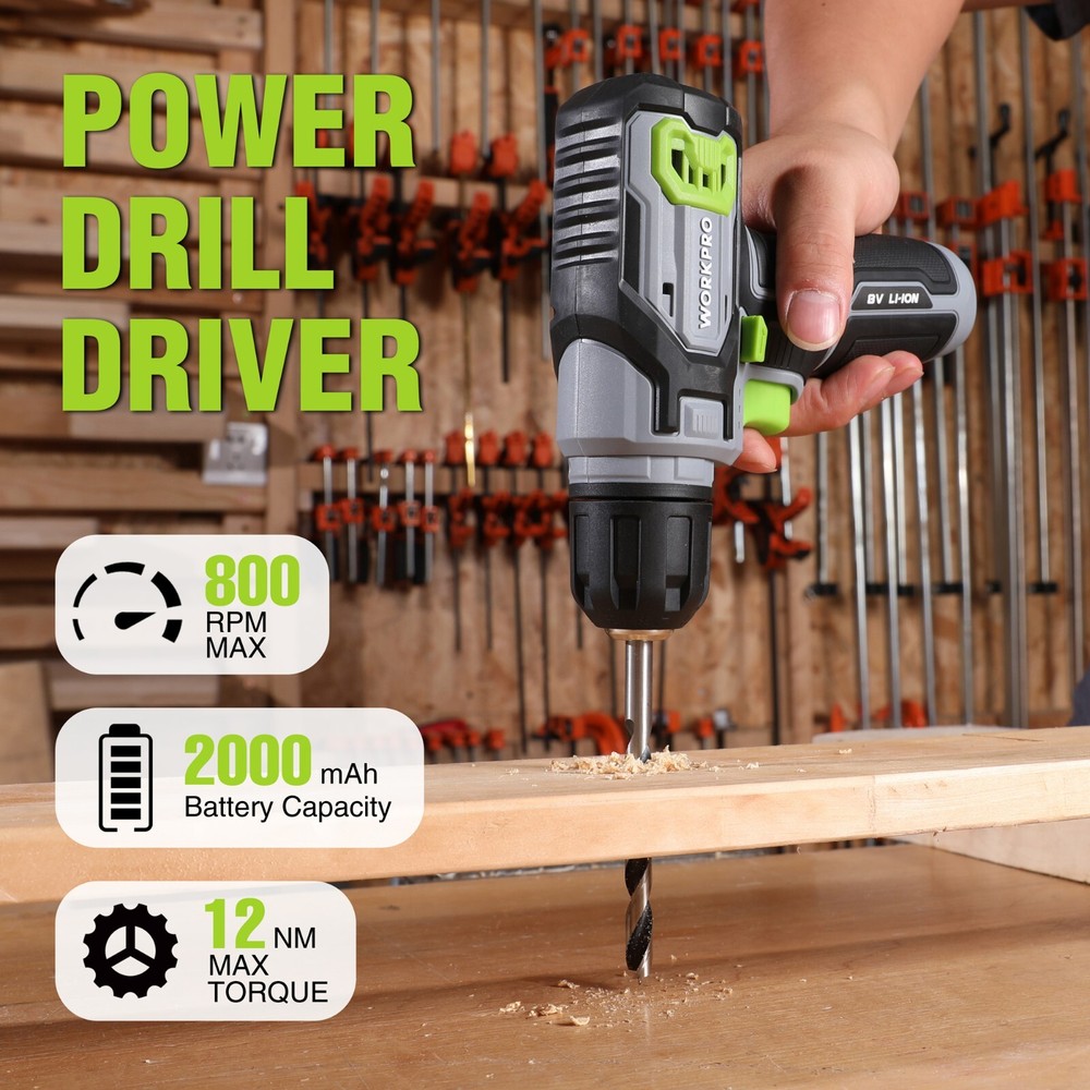 WORKPRO Pink /GrayPower Drill Set&Stackable Tool Box, 8V Cordless Drill Driver