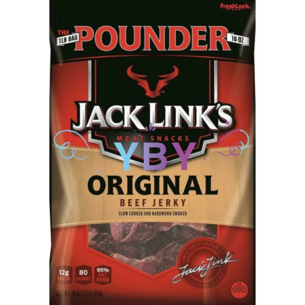 2 Packs Jack Link's Original Beef Jerky 16 oz Each Pack