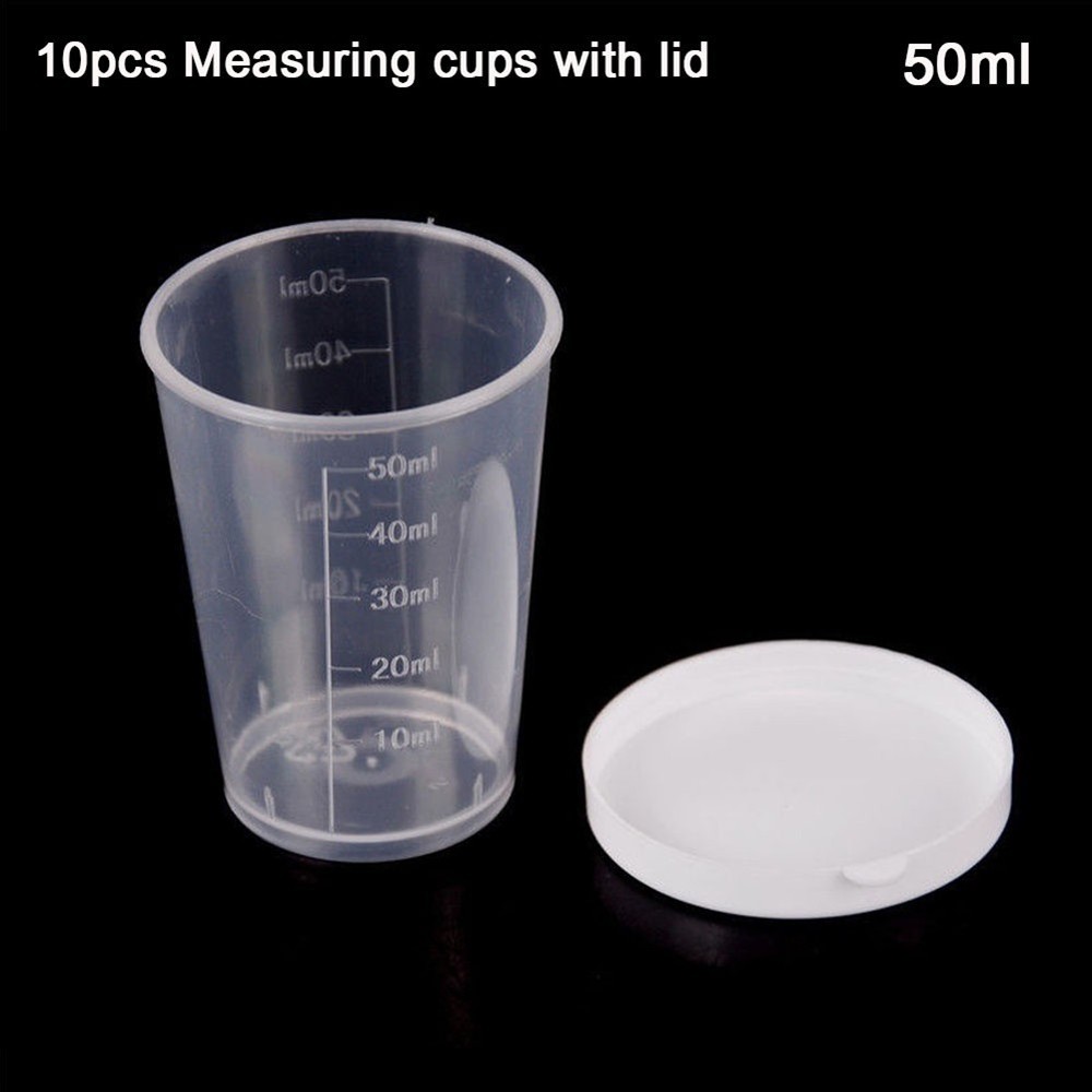 Measuring Cups Sample Storage Laboratory Transparent With White Lids Cap