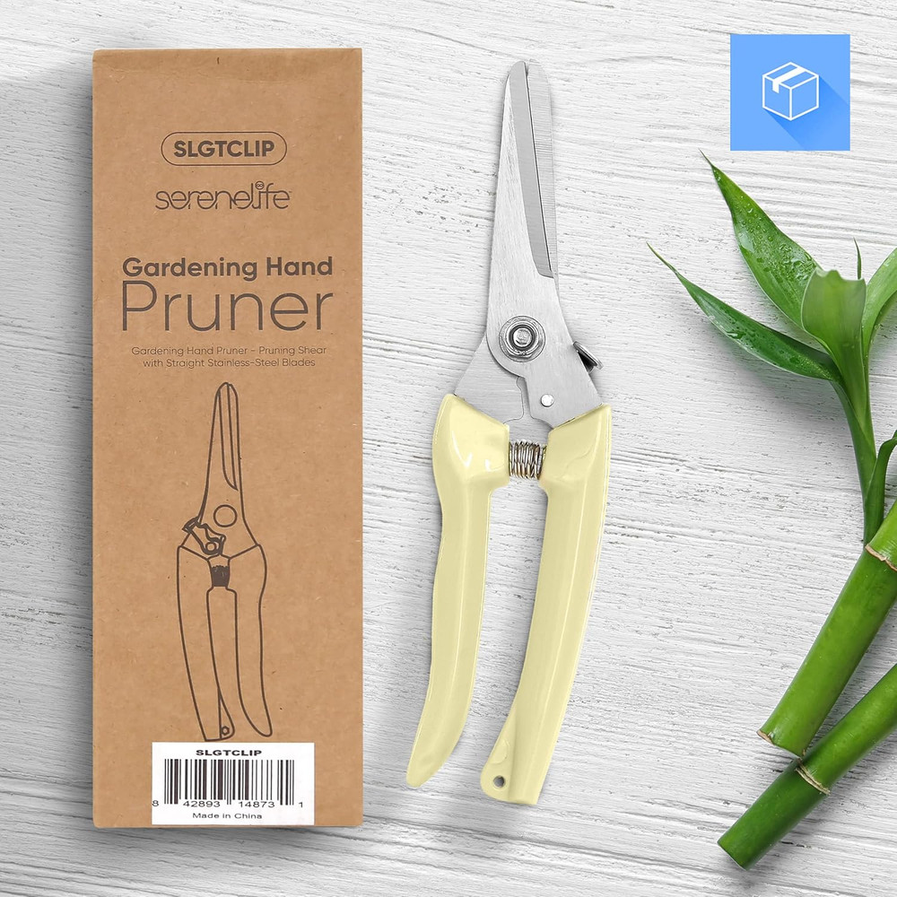 Gardening Hand Pruner, Pruning Shear with Straight Stainless Precision-Sharpened