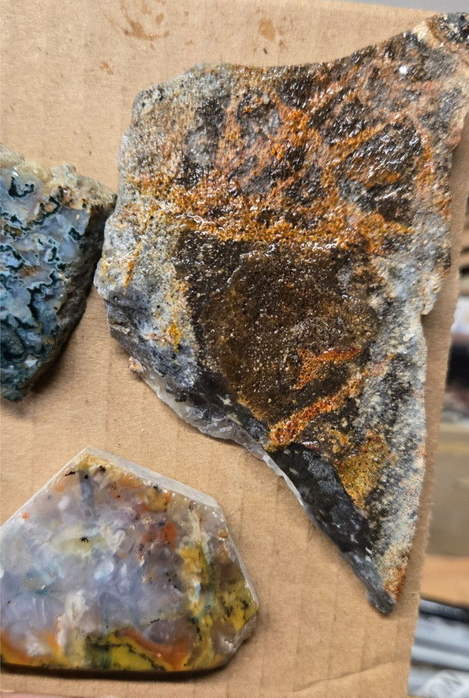 Assorted Agates, THICK Trimmed Cabochon Slabs Preforms 7 Pcs, Flat 121