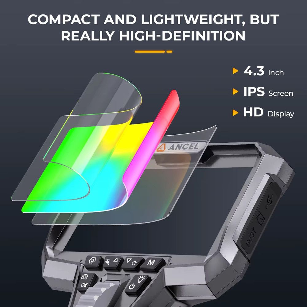 ANCEL Two-Way Articulating Borescope Dual Lens Endoscope Camera with LED Light