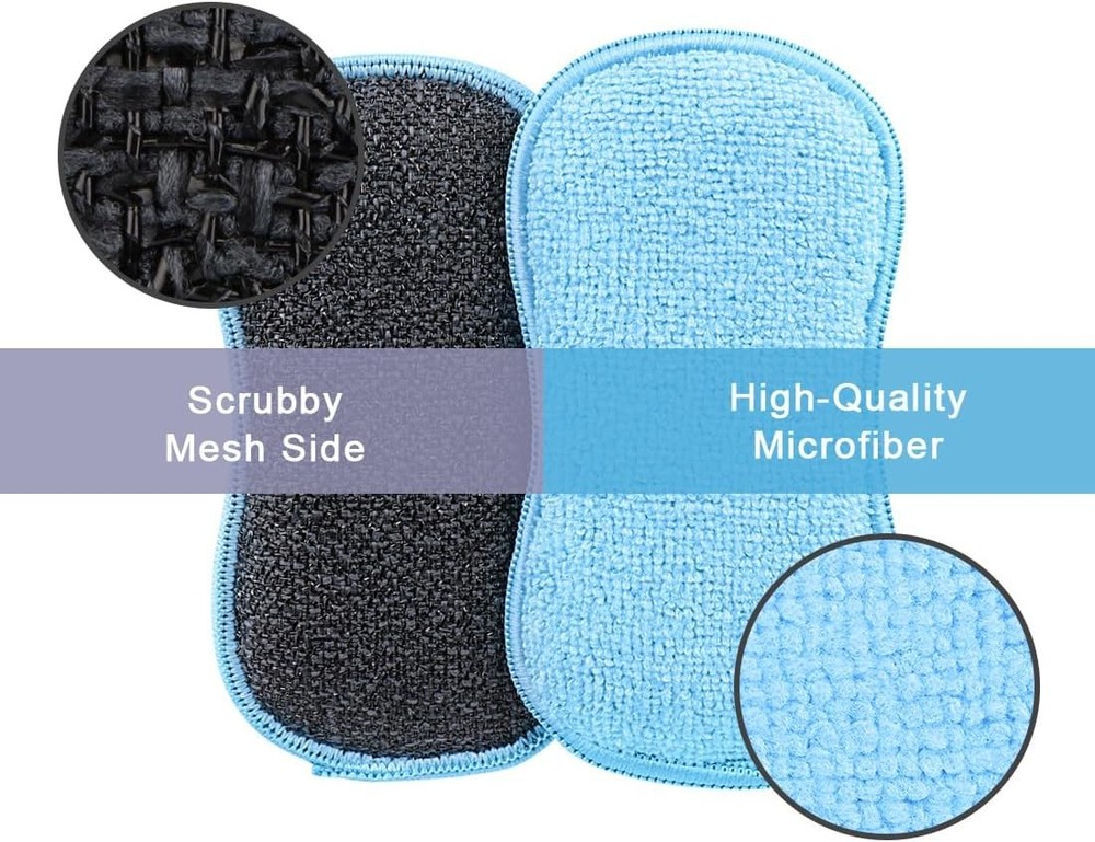 12 Pack Multi-Purpose Scrub Sponges Kitchen, Dish Sponge, Non-Scratch Microfiber