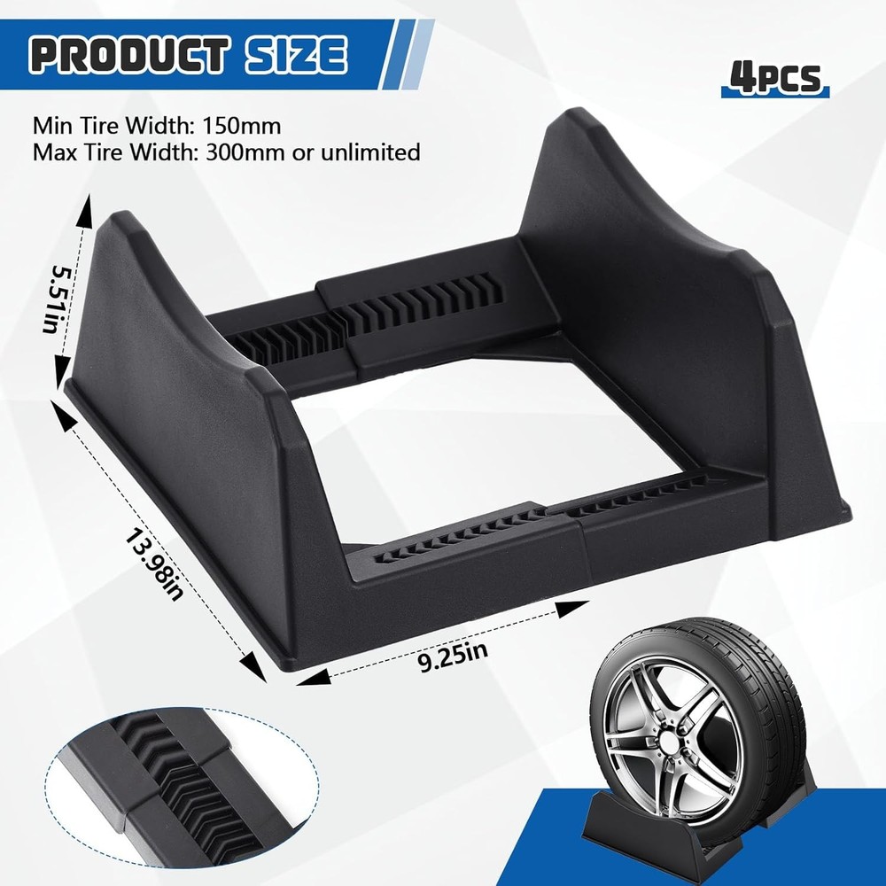 4 Pcs Car Tire Display Stand Wheel Rack Adjustable Width Rim Storage...