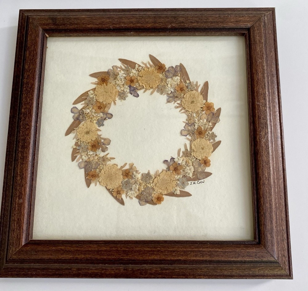 Framed & Signed Botanical Art All Natural Elements  7.5” Square