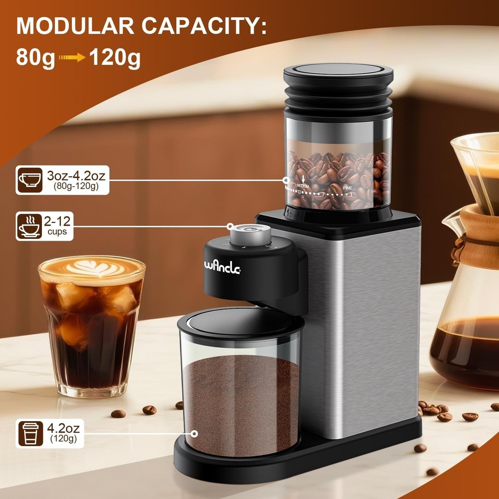 Conical Burr Coffee Grinder, Coffee Bean Grinder with Adjustable Grind Settings
