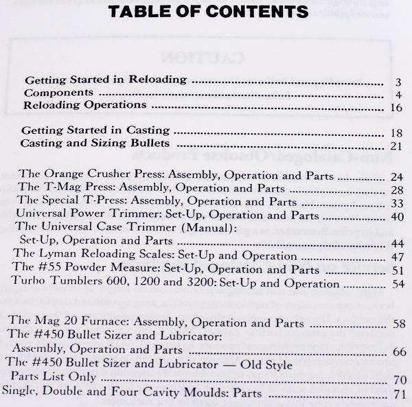 Lyman Reloading Cast Bullet Guide User Manual Instructions Operators Owners