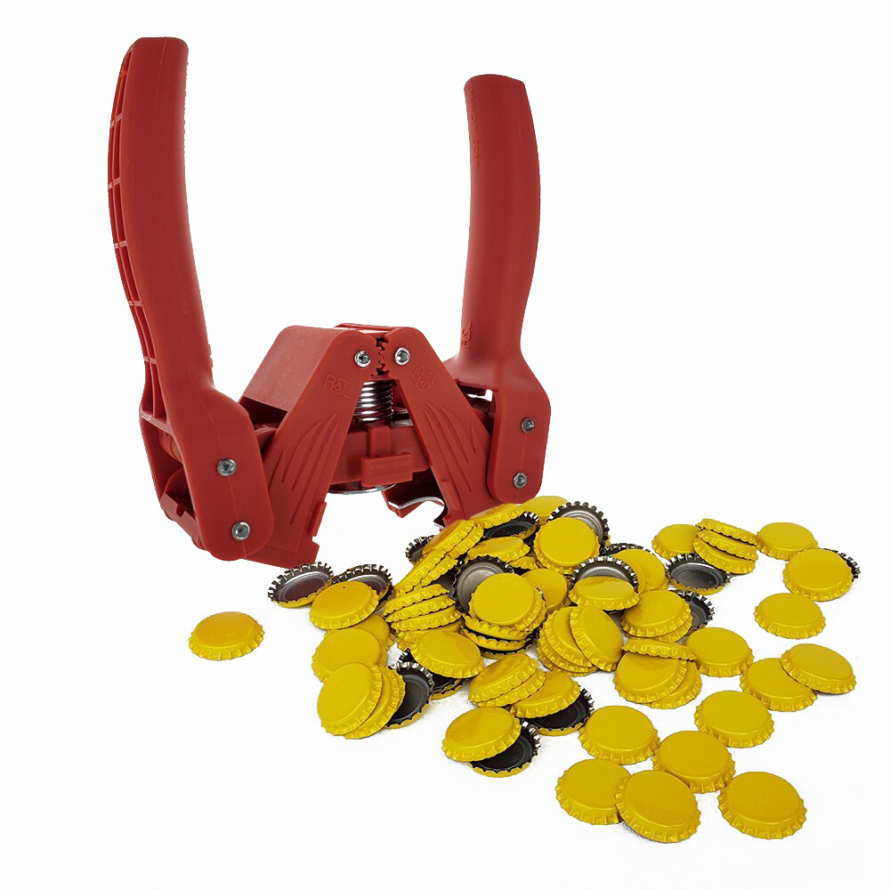 Red Beauty Bottle Capper With Yellow Oxygen Barrier Crown Caps-144 Count