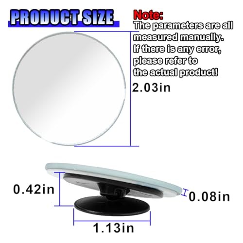 2PCS Car Blind Spot Mirrors, Wide Angle 2" Round Rear View Mirror with