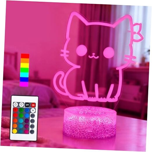 Cat Night Light, Cute Night Light, 16 Color Change Decor Lamp, Dimmable Touch