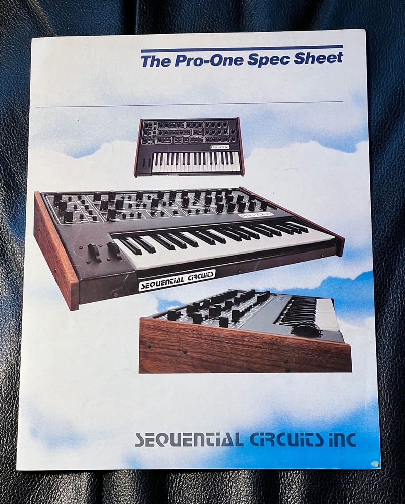 Sequential Circuits Pro-One BROCHURE, color, glossy, 4 pages, vintage original