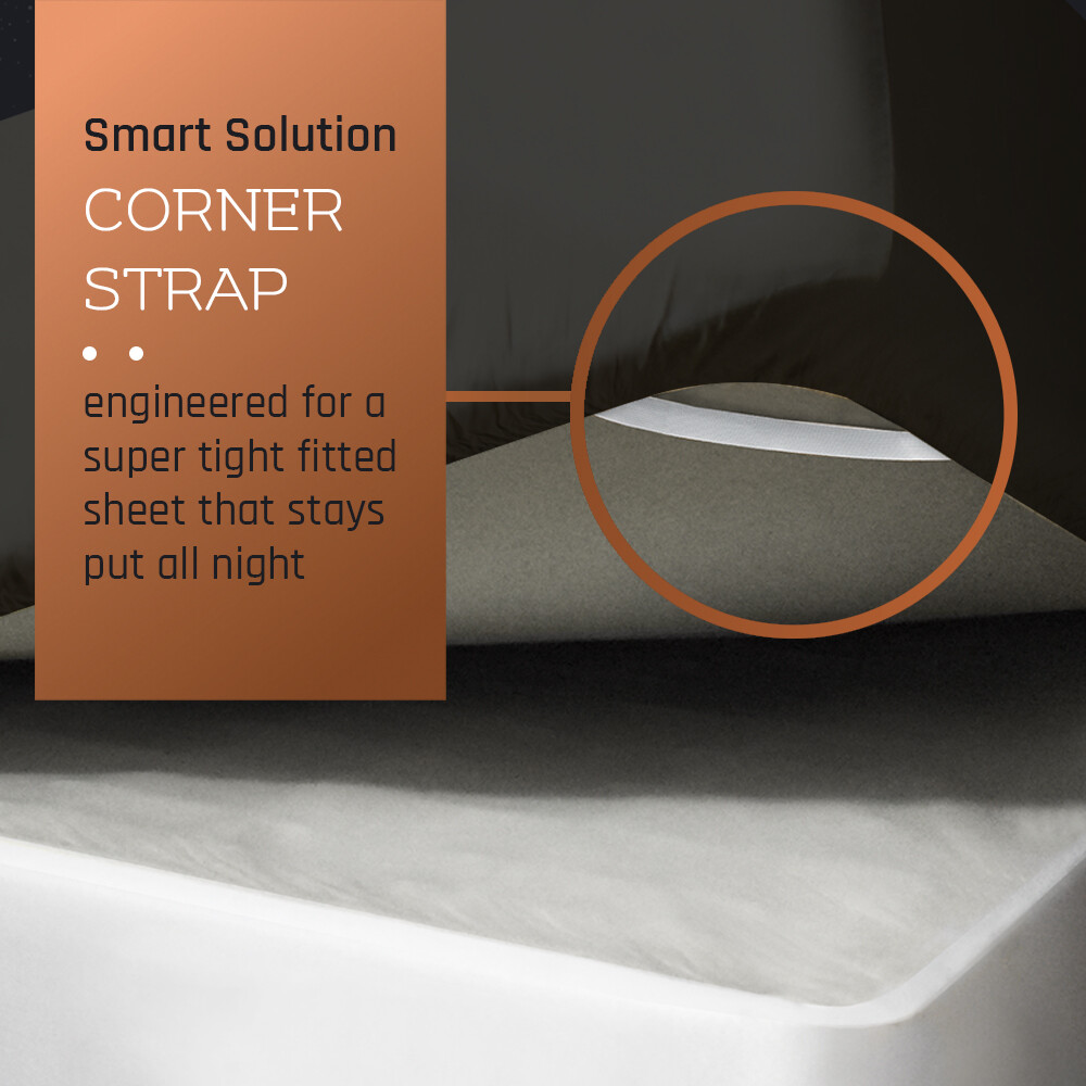 21” Extra Deep Pocket Ultra Soft Fitted Sheet with Corner Straps, Queen - Black