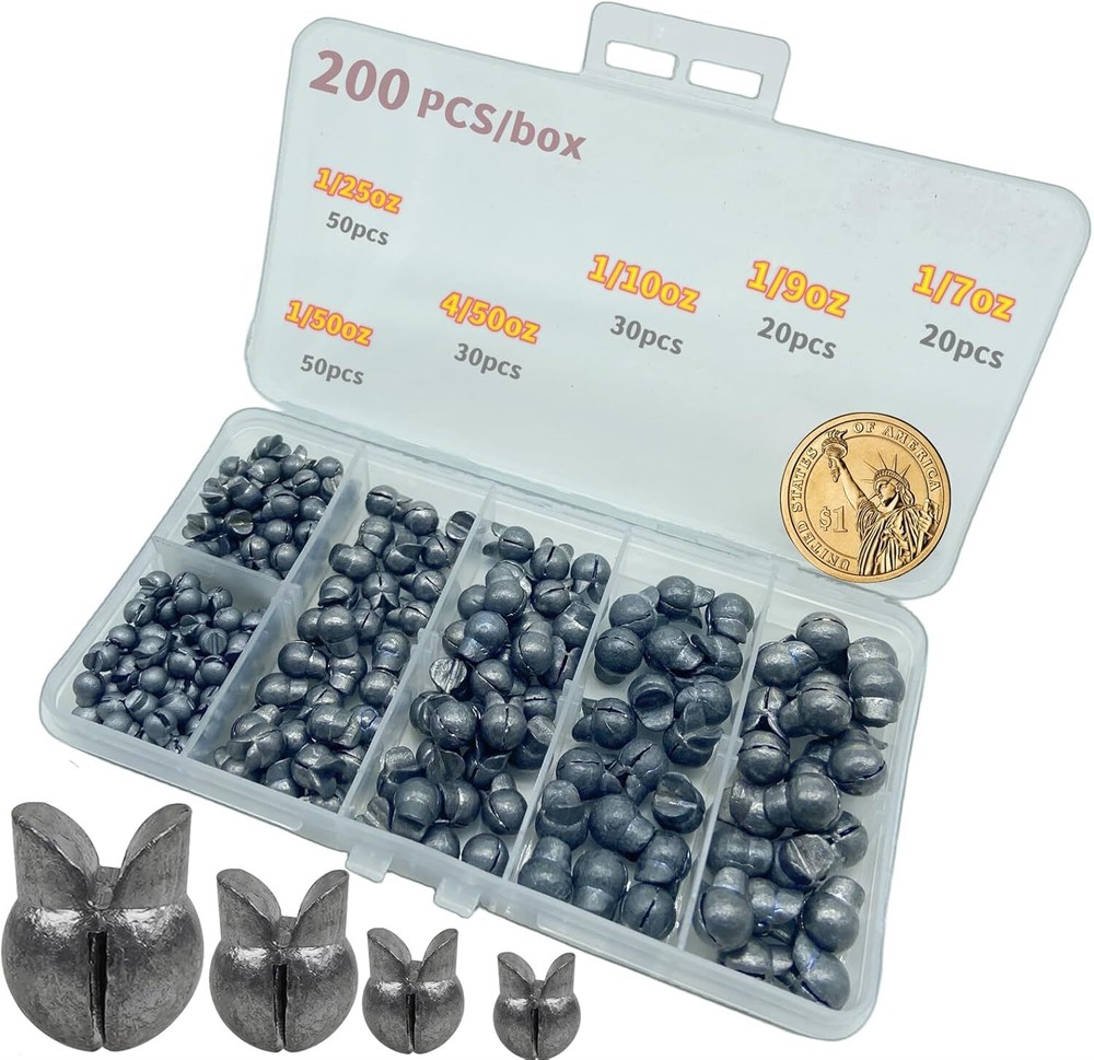 200/Box Large Removable Split Fishing Sinkers