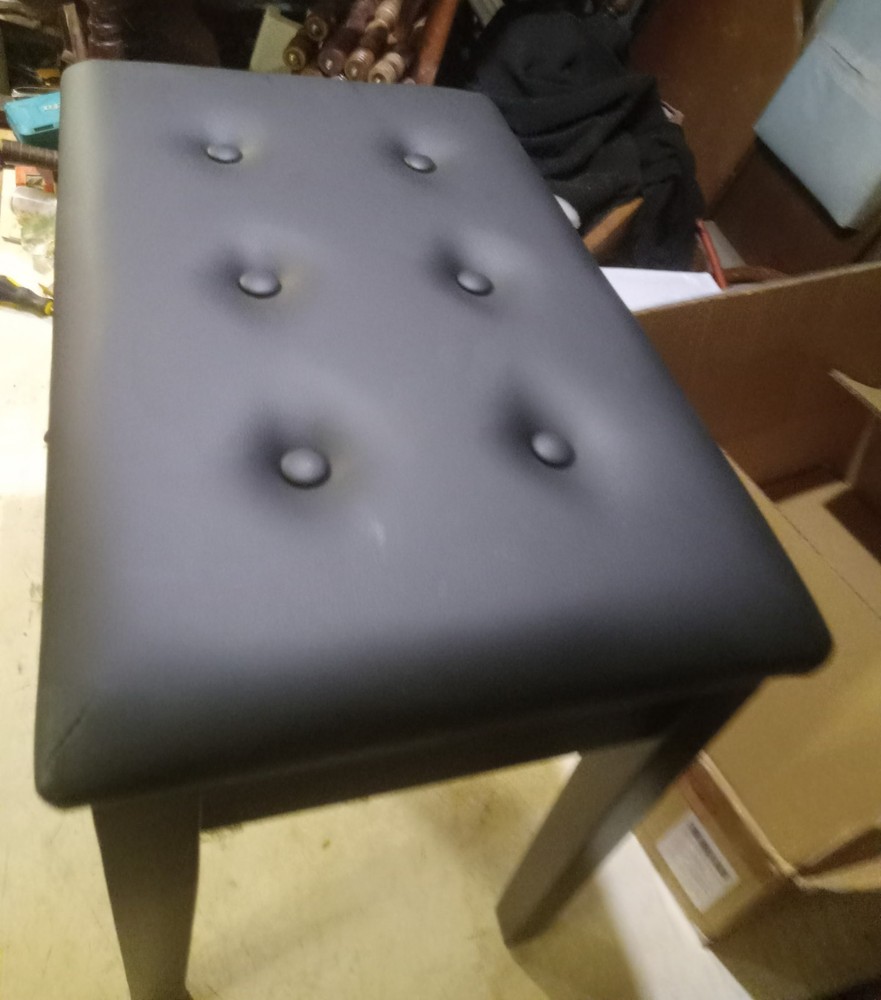 Black Button Vanity Bench / Piano Bench