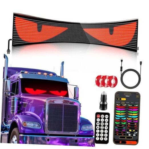 52.36"x7.56" Large Size Windshield Eyes-Devil Eye Light, 5V USB Animated LED