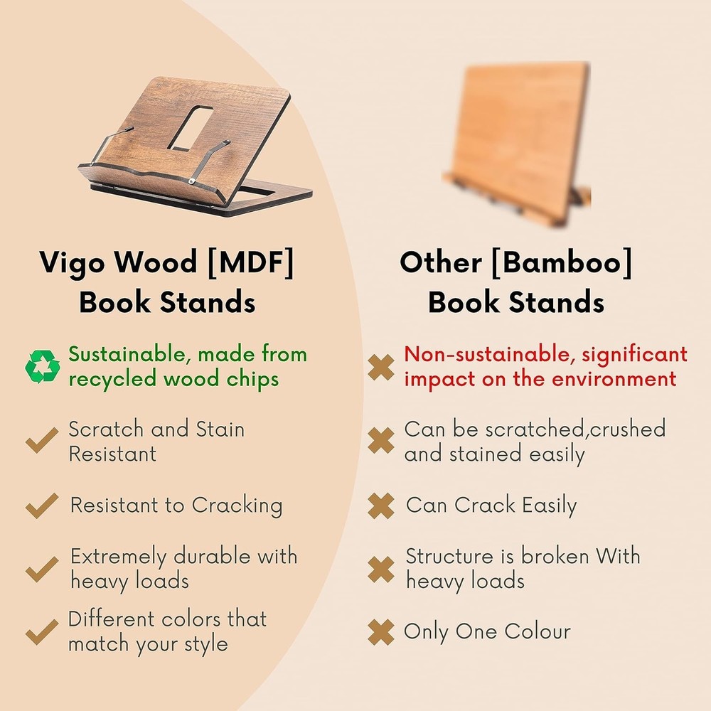 Durable Walnut Reading Stand - Adjustable Book Holder for Home & Kitchen