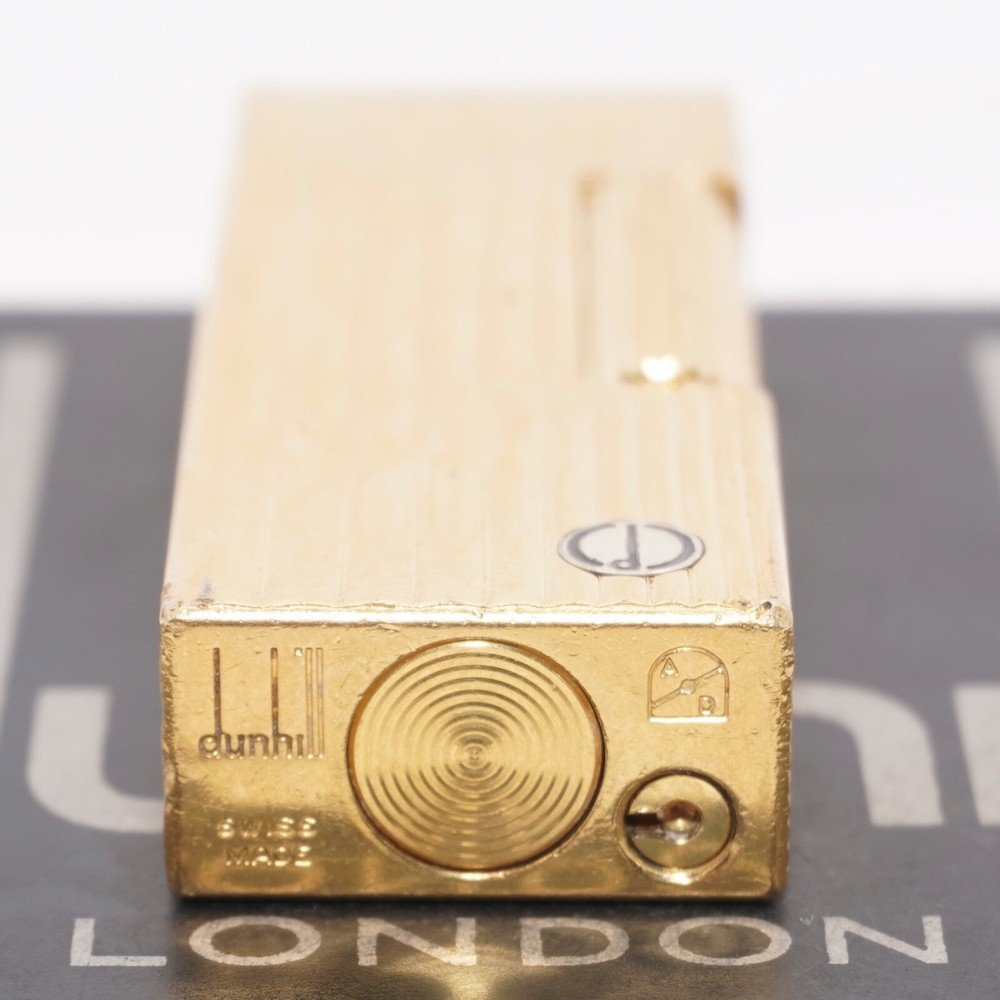 Rare Dunhill Lighter Gold Stripe Pattern-Ultrasonically cleaned_Working