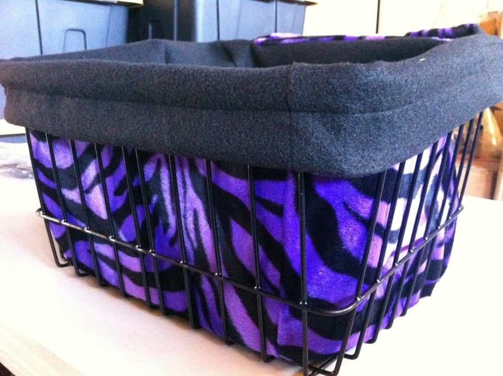 BICYCLE BASKET LINER PURPLE ZEBRA NEW DRAWSTRING!