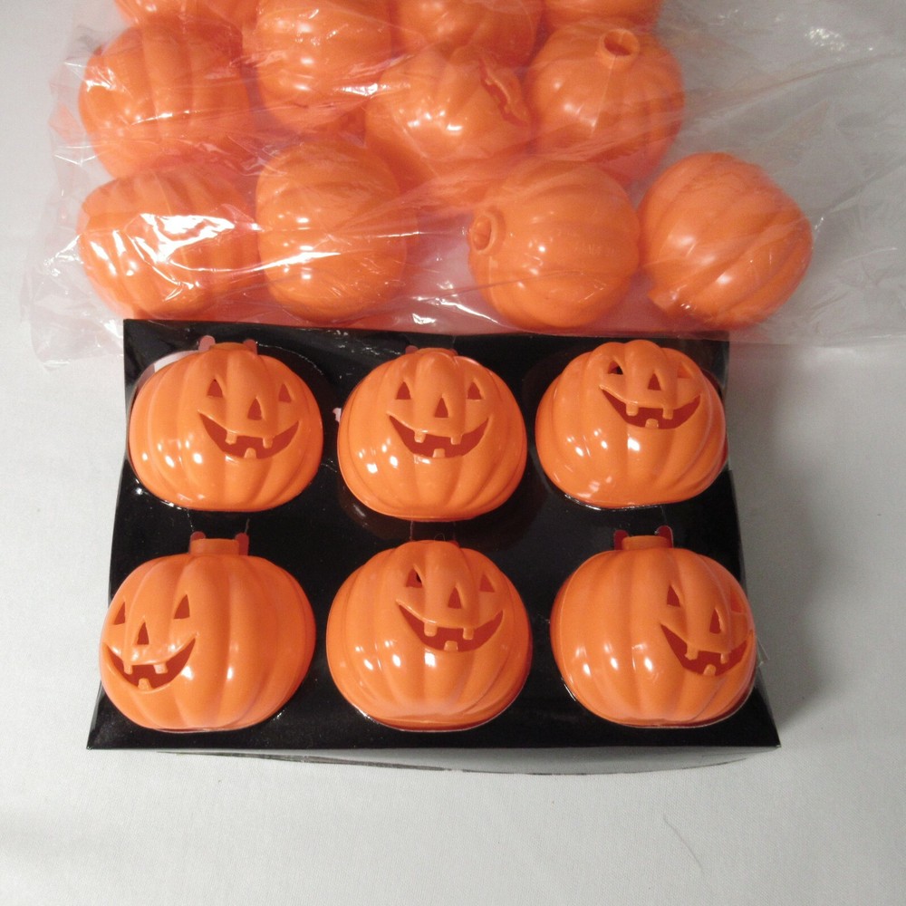 Halloween Plastic Pumpkin String Light Covers ONLY Lot 20 Orange Jack O Lantern