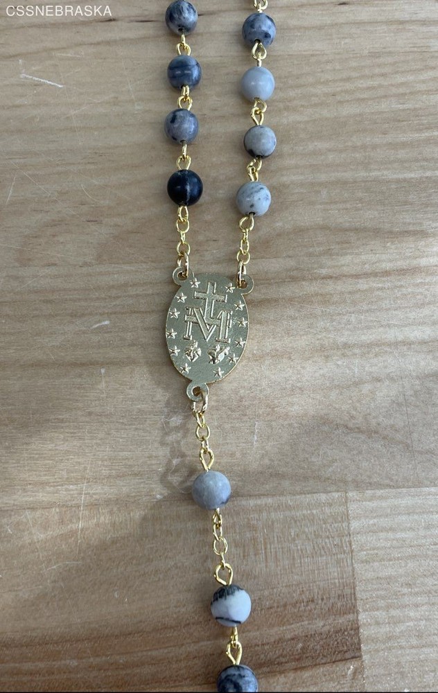 Rosary with black /grey stone