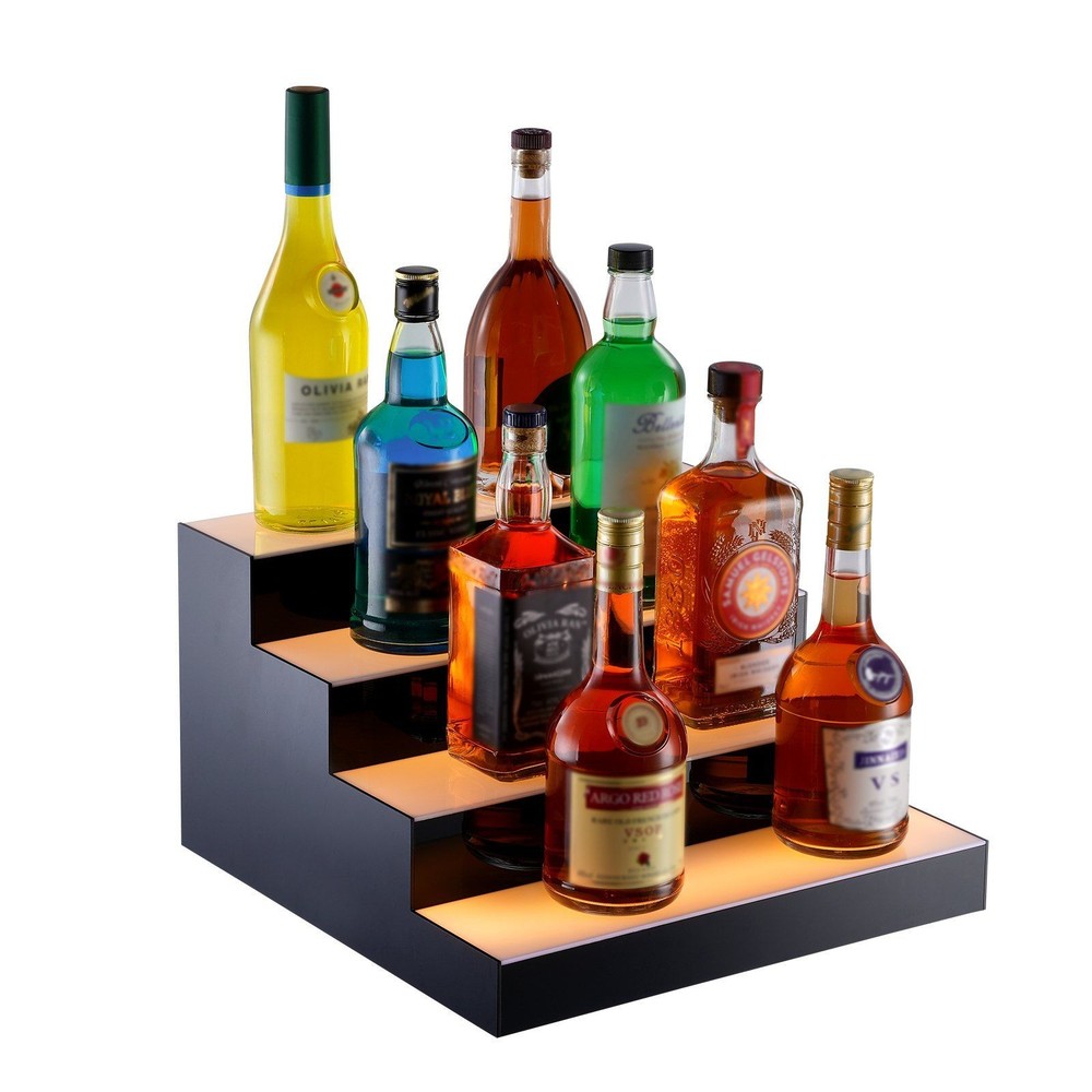16" 4-Tier LED Illuminated Bottle Display Shelf, RF & App Control