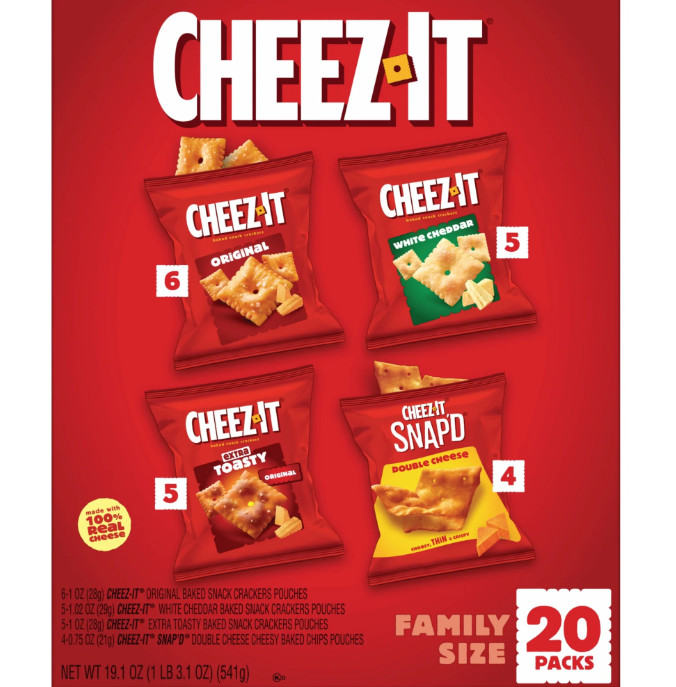 Cheez-It Variety Pack Cheese Crackers, Baked Snack Crackers, 20 Count