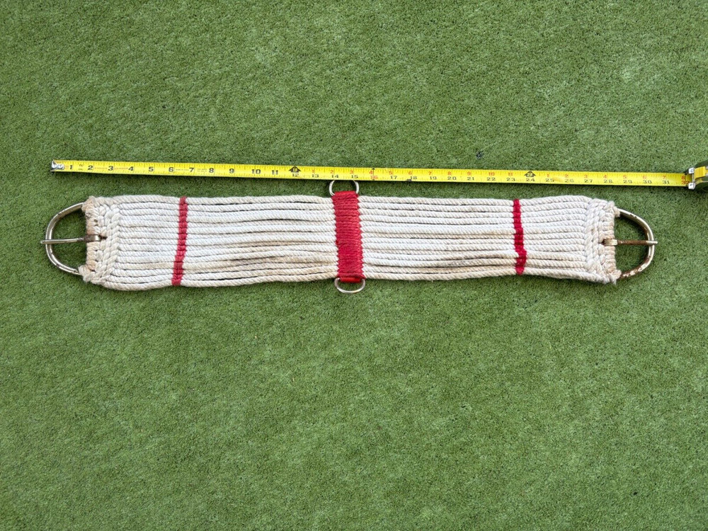 String Western Girth, White with red accents.