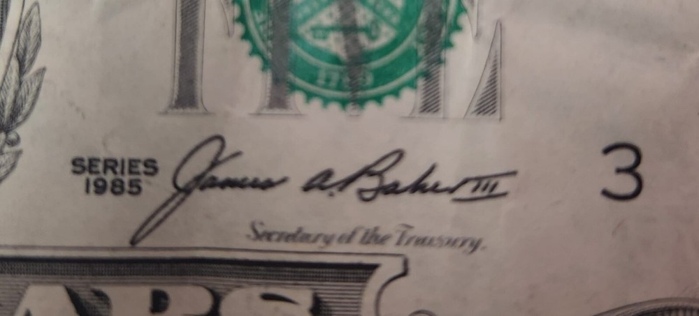 1985 5 dollar bill Miscut ERROR